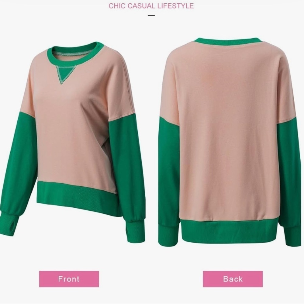 NWT SHEWIN Womens Sweatshirt Casual Long Sleeve Crewneck Pullover Sweatshirts